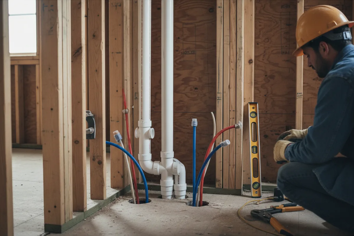 Drain and supply rough-in during Garbage Disposal Repair in Fort Collins